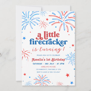 Invitation Petit feu d'artifice 4 juillet 1er anniversaire