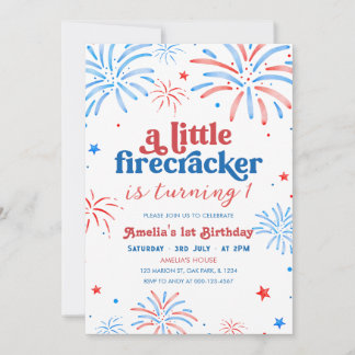 Invitation Petit feu d'artifice 4 juillet 1er anniversaire