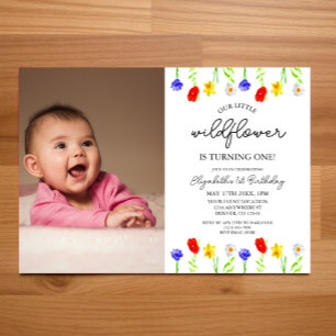 Invitation Petit Fleur sauvage 1er anniversaire