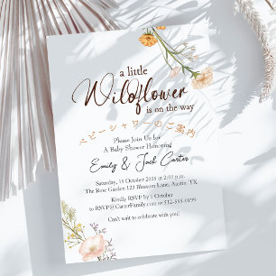 Invitation Petit Fleur sauvage Baby Girl Douche Automne Flora