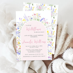 Invitation Petit Fleur sauvage coloré Boho Baby Girl Douche