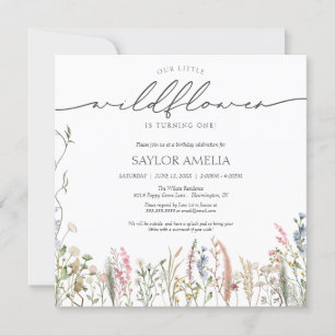Invitation Petit Fleur sauvage délicieuse florale pour l'anni