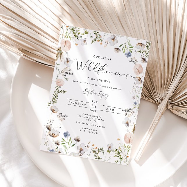 Invitation Petit fleur sauvage en route baby shower (Créateur téléchargé)