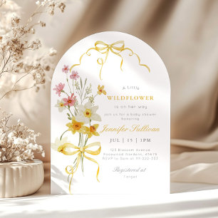 Invitation Petit fleur sauvage jaune Bow Baby girl douche