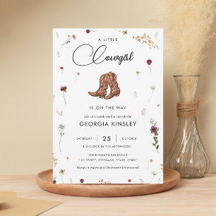 Invitation Petit Fleur sauvage Petit Cowgirl Baby shower occi