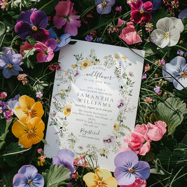 Invitation Petit Fleur sauvage Purple Floral Baby Girl Douche (Créateur téléchargé)