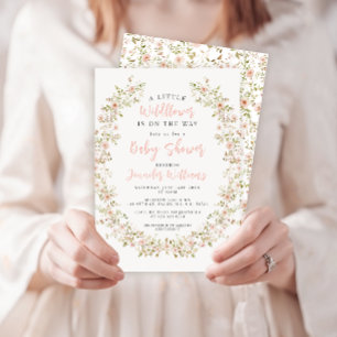 Invitation Petit fleur sauvage rose mignon boho bébé douche