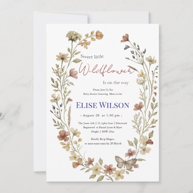 Invitation Petit fleur sauvage sucré en route (Devant)