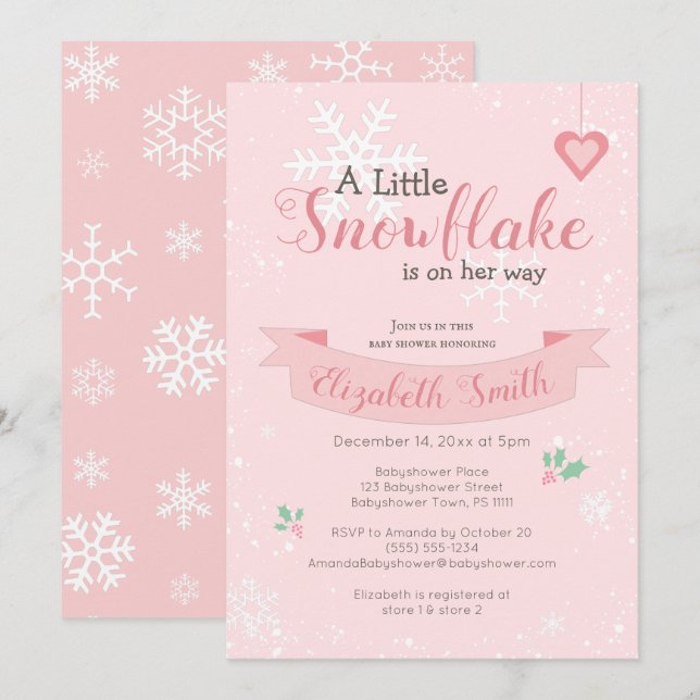 Invitation Petit flocon de neige sur le chemin de l'invitatio (Devant / Derrière)