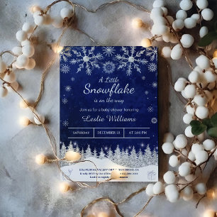 Invitation Petit flocon de neige sur le chemin du Baby shower