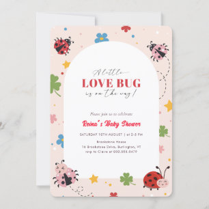 Invitation Petit Floral Fille Baby Shower Love Bug