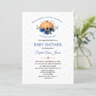 Invitation Petit garçon Citrouille Floral Thanksgiving Baby s
