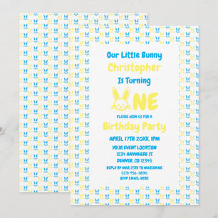 Invitation Petit garçon lapin 1er anniversaire