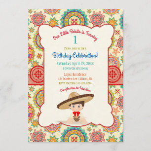Invitation Petit garçon sombrero mexicain espagnol Coloré