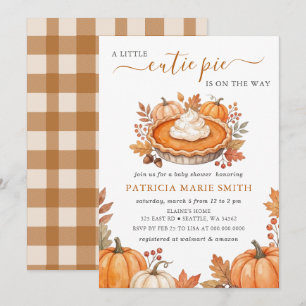 Invitation Petit Gâteau Pumpkin Pie Fête de Bébé d'Automne