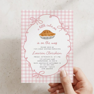 Invitation Petit gâteau rose en vichy pour Baby Shower