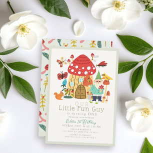 Invitation Petit Gnome Champignon Garçon 1er Anniversaire