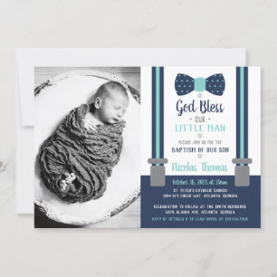 Invitation Petit Homme Baptême Invitation, Bleu, Aqua