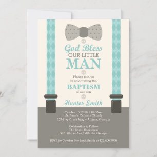 Invitation Petit Homme Baptême Invitation, Turquoise, Ivoire,