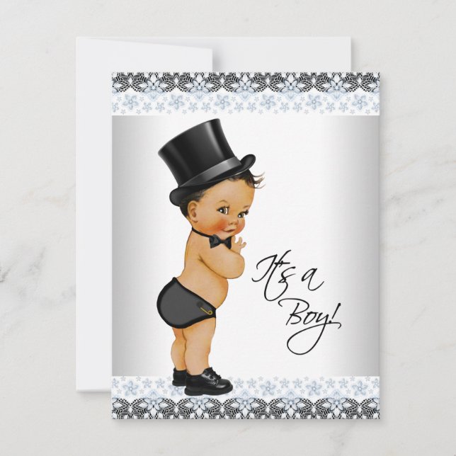 Invitation Petit Homme Ethnique Baby Boy Douche (Devant)