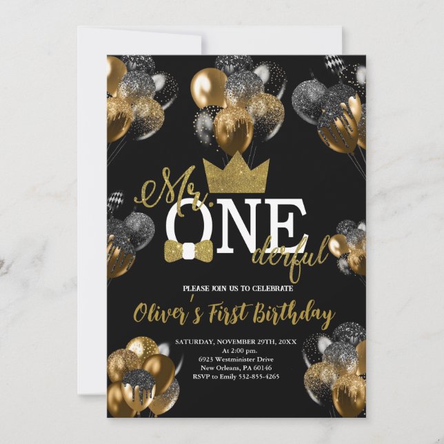 Invitation Petit Homme, M. Anniversaire, Ballons (Devant)