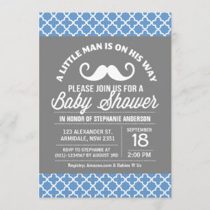 Invitation Petit homme moustache de Quatrefoil baby shower
