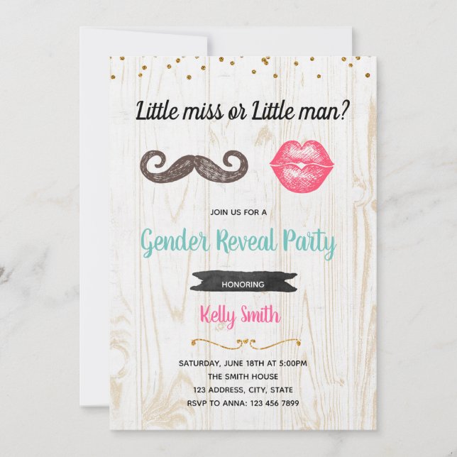 Invitation Petit homme ou petit manque genre révéler l'invita (Devant)