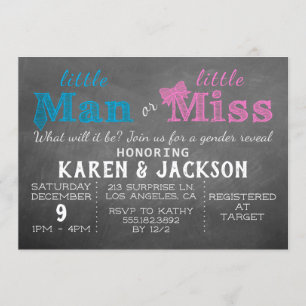 Invitation Petit homme ou petite Mlle - le genre indiquent la