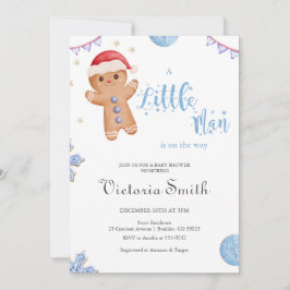 Invitation Petit homme pain d'épices Noël Baby shower garçon