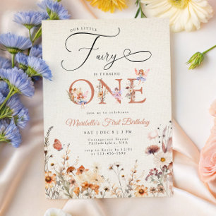 Invitation Petit Jardin Floral de Fée Premier Anniversaire