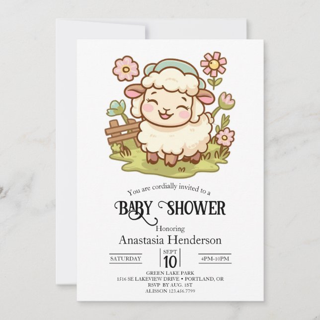 Invitation Petit Joli Baby shower mouton (Devant)