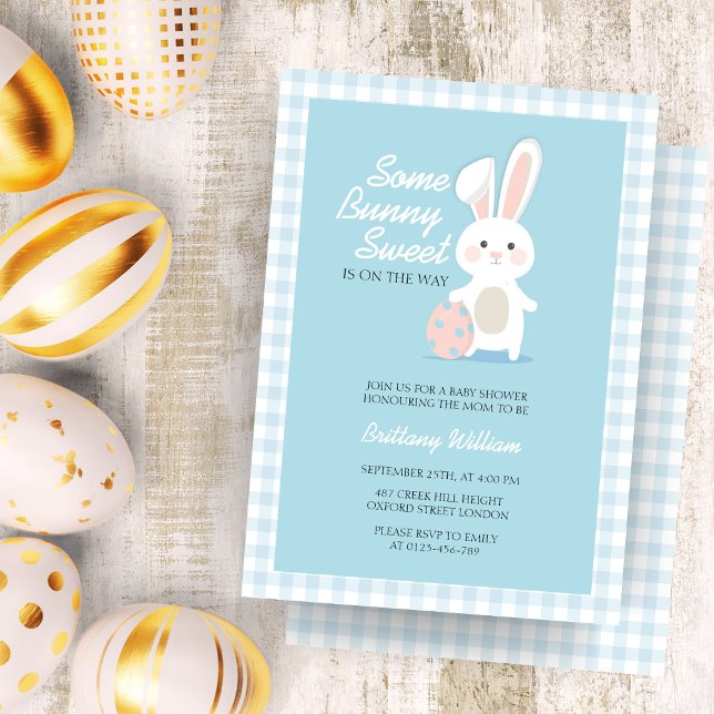 Invitation Petit lapin À damiers Baby shower de Pâques (Créateur téléchargé)