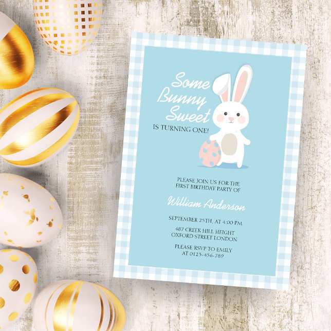Invitation Petit Lapin Anniversaire Doux Lapin Pâques (Créateur téléchargé)