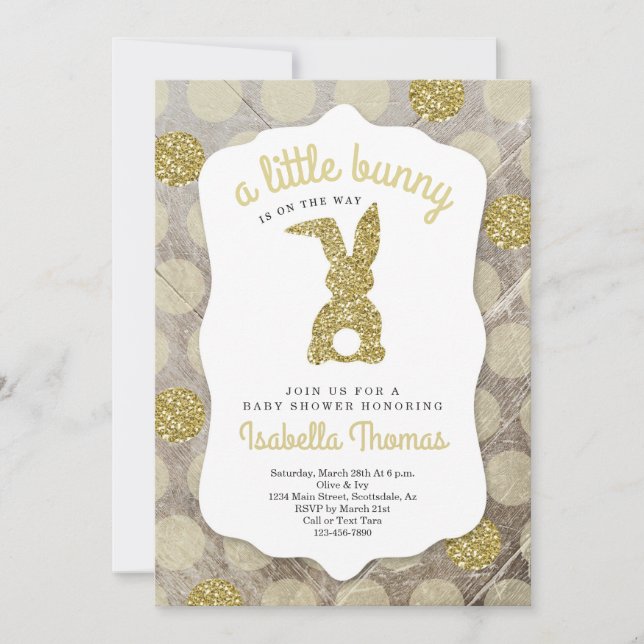 Invitation Petit lapin Baby shower de Pâques Neutre genre (Devant)