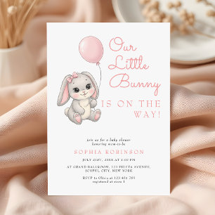 Invitation Petit Lapin Doux Blush Baby shower fille rose