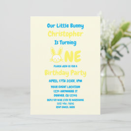 Invitation Petit Lapin Garçon 1er Anniversaire