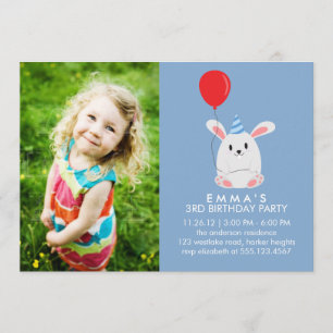 Invitation Petit lapin lapin Coutume Photo Anniversaire