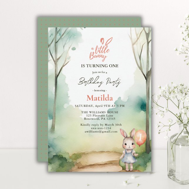 Invitation Petit Lapin Tournera Une Aquarelle Anniversaire (Créateur téléchargé)
