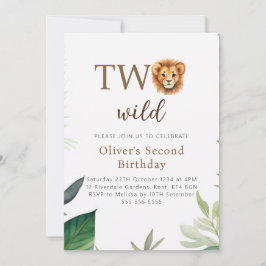 Invitation Petit Lion Deux Fêtes Sauvages Garçon Anniversaire