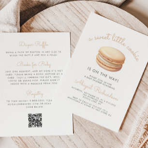 Invitation Petit Macaron Code QR Neutre pour Baby Shower Cook