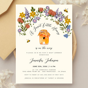 Invitation Petit miel doux Baby shower Vintage à fleurs