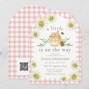 Invitation Petit Miel En Route Abeille Rose Baby Shower QR
