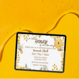 Invitation Petit Miel En Route Fête De Bébé Abeille Jaune