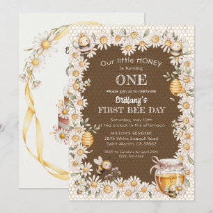 Invitation Petit Miel qui a un an Abeille Marguerite 1er Anni