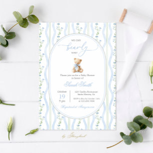 Invitation Petit-millénaire ours en peluche Baby shower garço