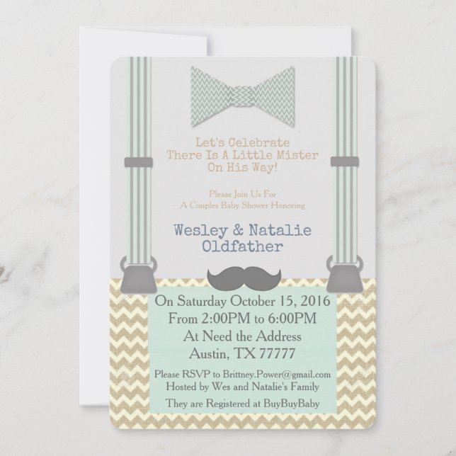 Invitation Petit Monsieur BabyShower Invite (Devant)