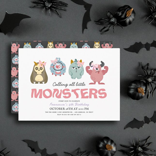 Invitation Petit Monster Mash Halloween Fille Anniversaire (Créateur téléchargé)