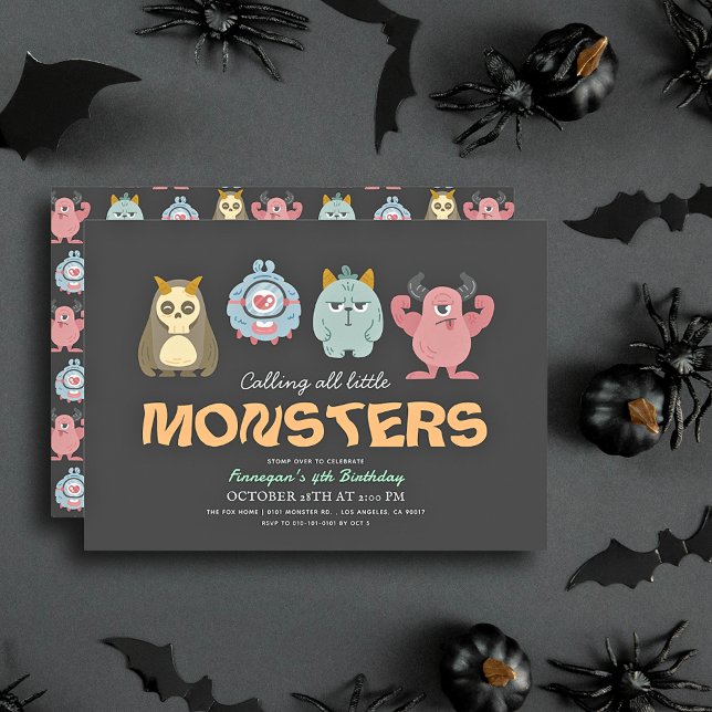 Invitation Petit Monster Mash Halloween garçon Anniversaire (Créateur téléchargé)
