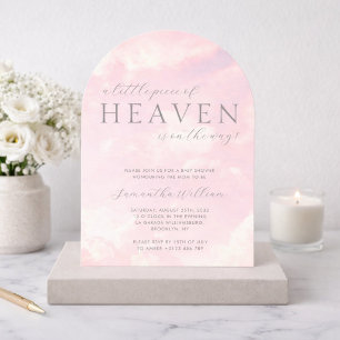 Invitation Petit Morceau de Ciel Fille Baby Shower Rose