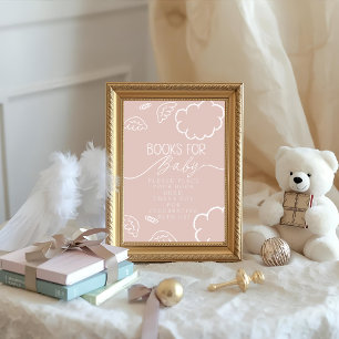 Invitation Petit morceau de ciel Livres roses pour bébé signe